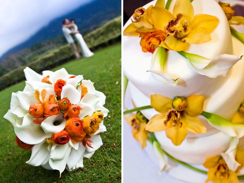 Wedding bouquet and cake at Luana Hills Country Club