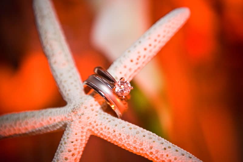Wedding ring on starfish