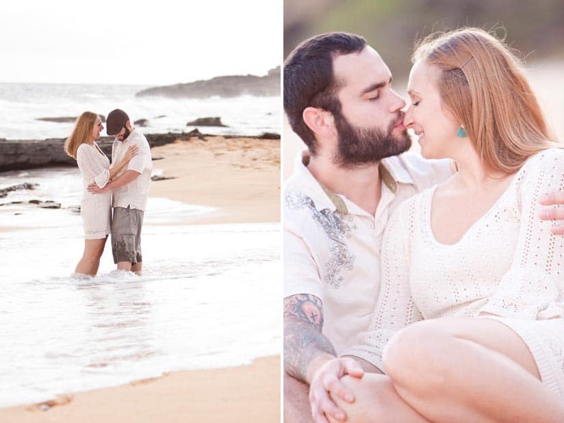 Engagement photos on Sandy Beach and Makapu'u in Honolulu, Hawaii.
