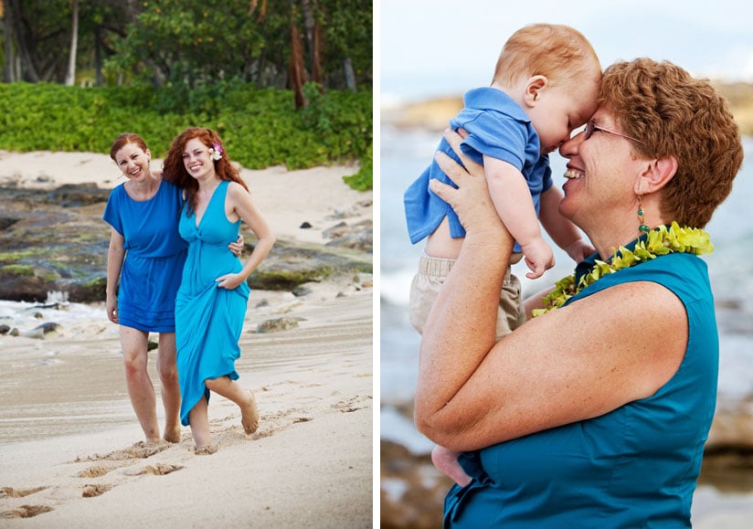 Beautiful family portrait photography at Secret Beach in Koolina, Hawaii.