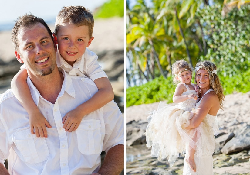Vow renewal and family portrait at Koolina on the island of Oahu, Hawaii.