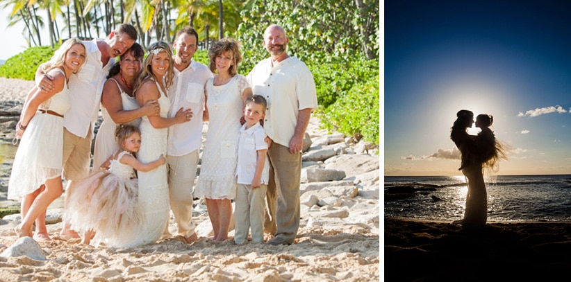 Vow renewal and family portrait at Koolina on the island of Oahu, Hawaii.
