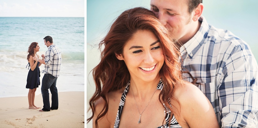Photography of a surprise wedding proposal at Waimanalo Beach in Hawaii