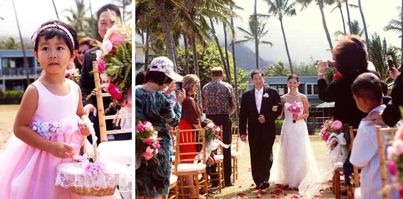 Hawaii destination wedding, beach ceremony at a private estate in Waimanalo, Oahu.