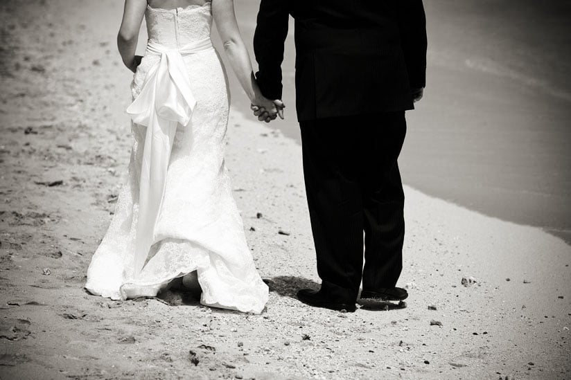 Hawaii bride and groom on beach